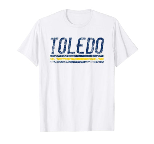 Toledo Ohio Weathered Stripe Throwback T-Shirt - Unique Graphic Men Women - T-Shirt, Sweatshirt, Hoodie