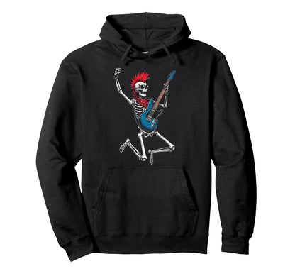 Funny Skeleton Playing Guitar Usa Hoodie - Graphic Print for Adults - T-Shirt, Sweatshirt, Hoodie