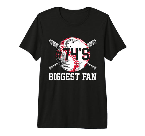 Number 74 Baseball Biggest Fan Mom T-Shirt - Aesthetic Graphic for Adults - T-Shirt, Sweatshirt, Hoodie
