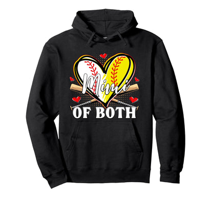 Mimi Both Baseball Softball Grandma Mothers Hoodie - Trendy Graphic Unisex - T-Shirt, Sweatshirt, Hoodie