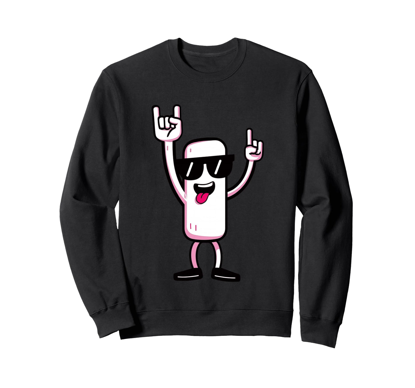 White Mascot Double Rock Hand Signs Punk Sweatshirt - Graphic Print Unisex - T-Shirt, Sweatshirt, Hoodie