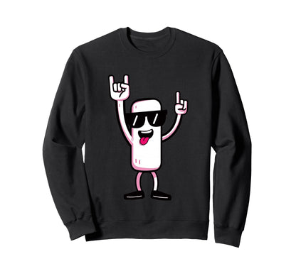 White Mascot Double Rock Hand Signs Punk Sweatshirt - Graphic Print Unisex - T-Shirt, Sweatshirt, Hoodie