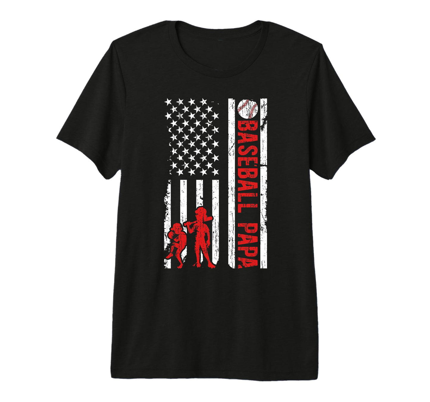 Mens Baseball Papa Grandpa Us Flag Papa T-Shirt - Graphic Print for Adults - T-Shirt, Sweatshirt, Hoodie