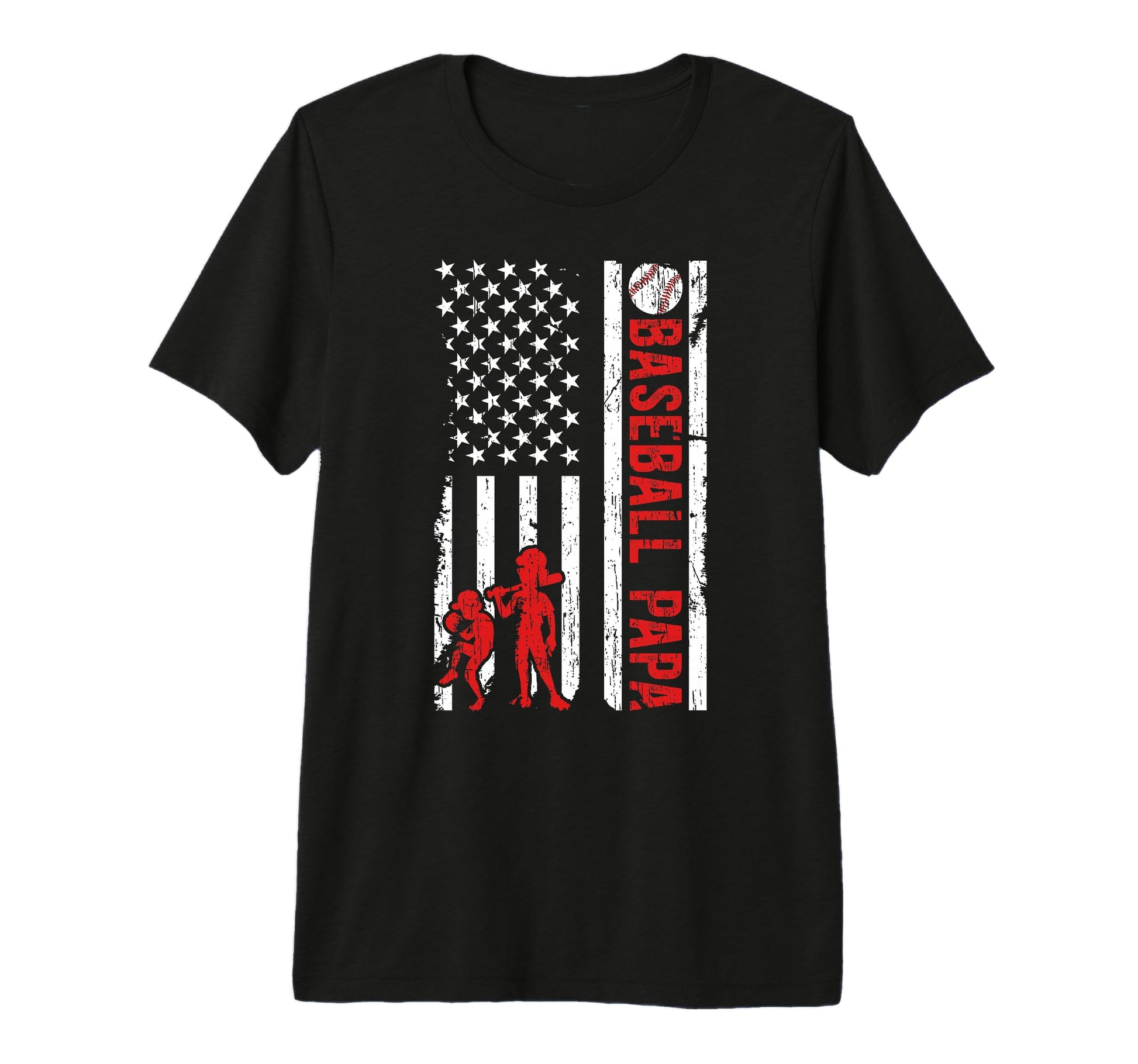 Mens Baseball Papa Grandpa Us Flag Papa T-Shirt - Graphic Print for Adults - T-Shirt, Sweatshirt, Hoodie