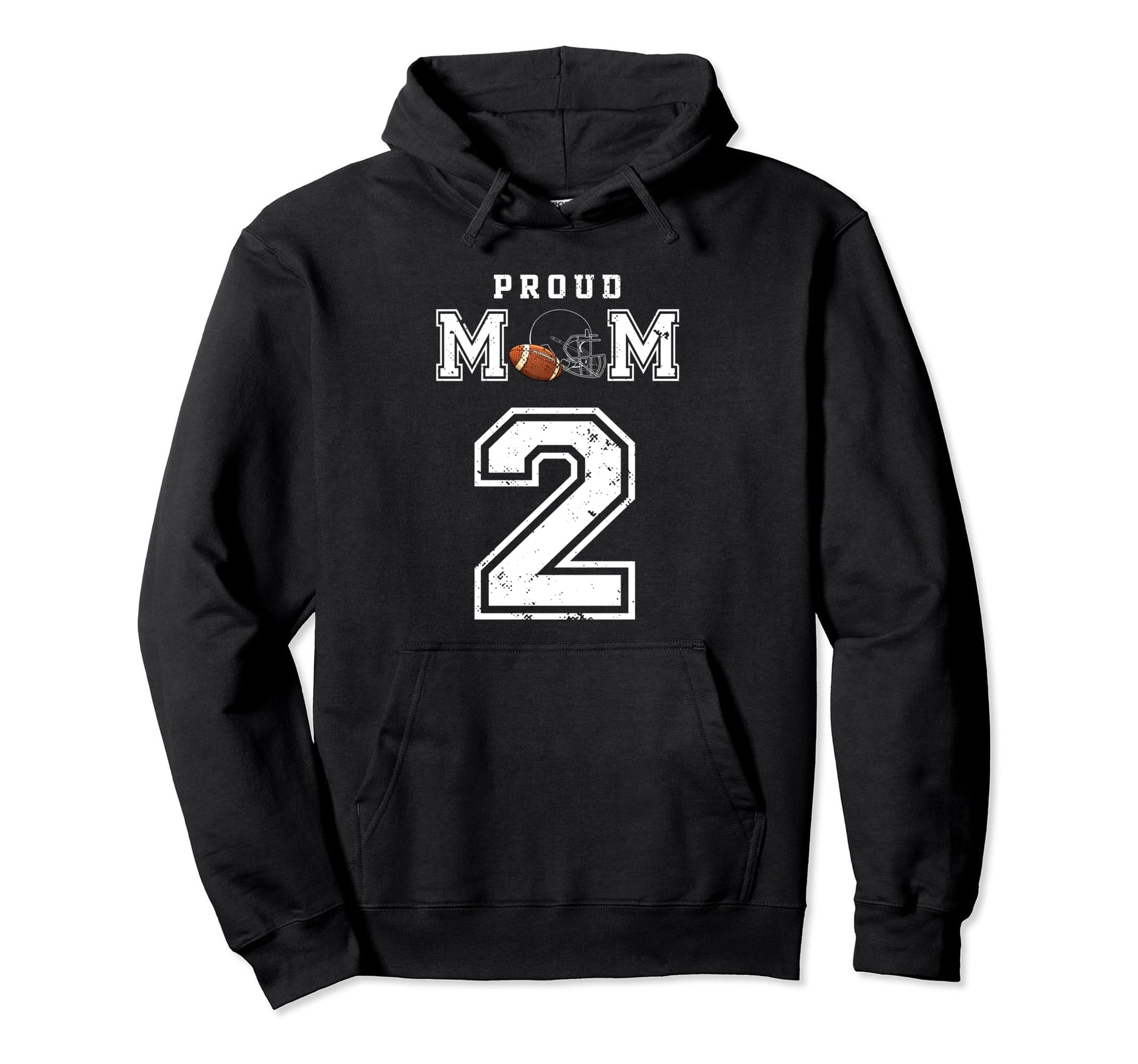 Proud Football Mom Number 2 Hoodie - Casual Everyday Wear Unisex - T-Shirt, Sweatshirt, Hoodie