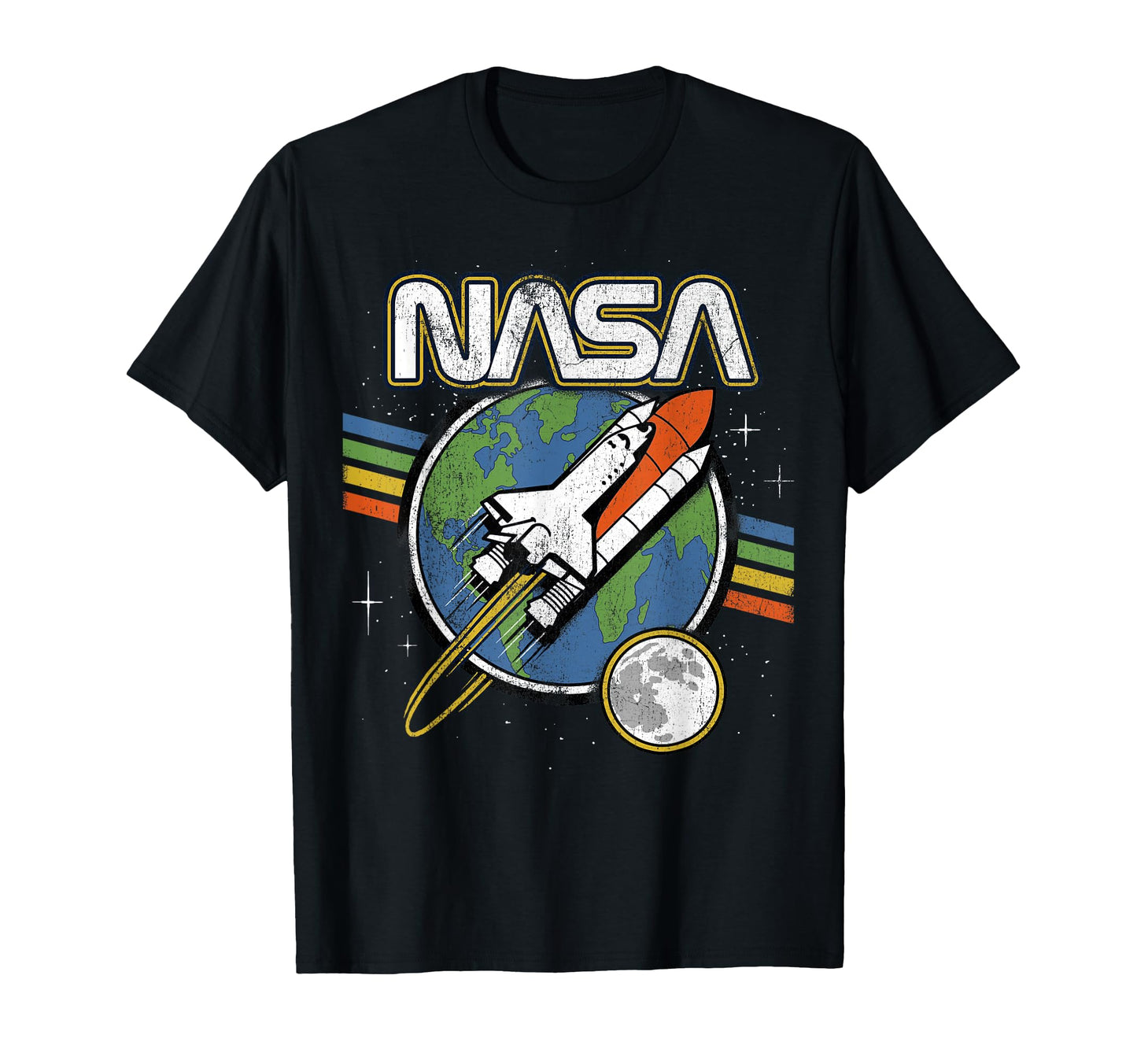 Nasa Blast Off Rainbow Stripes T-Shirt - Casual Everyday Wear for Adults - T-Shirt, Sweatshirt, Hoodie