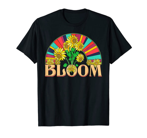 Bloom Font Sunflowers And Rainbow T-Shirt - Minimalist Print Unisex - T-Shirt, Sweatshirt, Hoodie