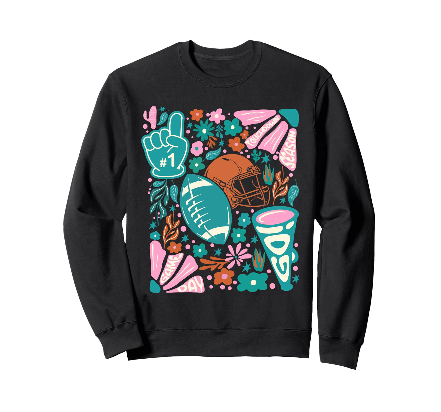 Touchdown Season Game Day Teal Sweatshirt - Custom Art Print for Adults - T-Shirt, Sweatshirt, Hoodie