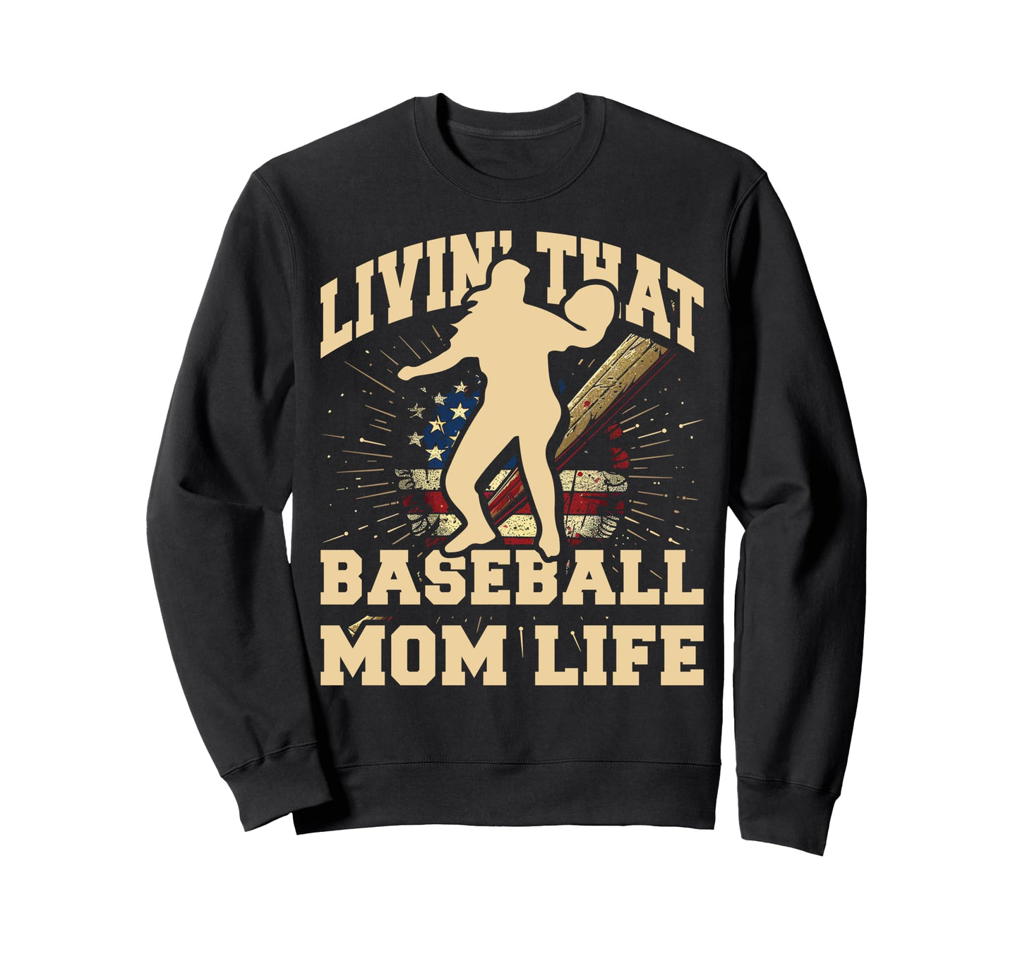 Livin That Baseball Mom Life Mothers Sweatshirt - Minimalist Print Unisex - T-Shirt, Sweatshirt, Hoodie
