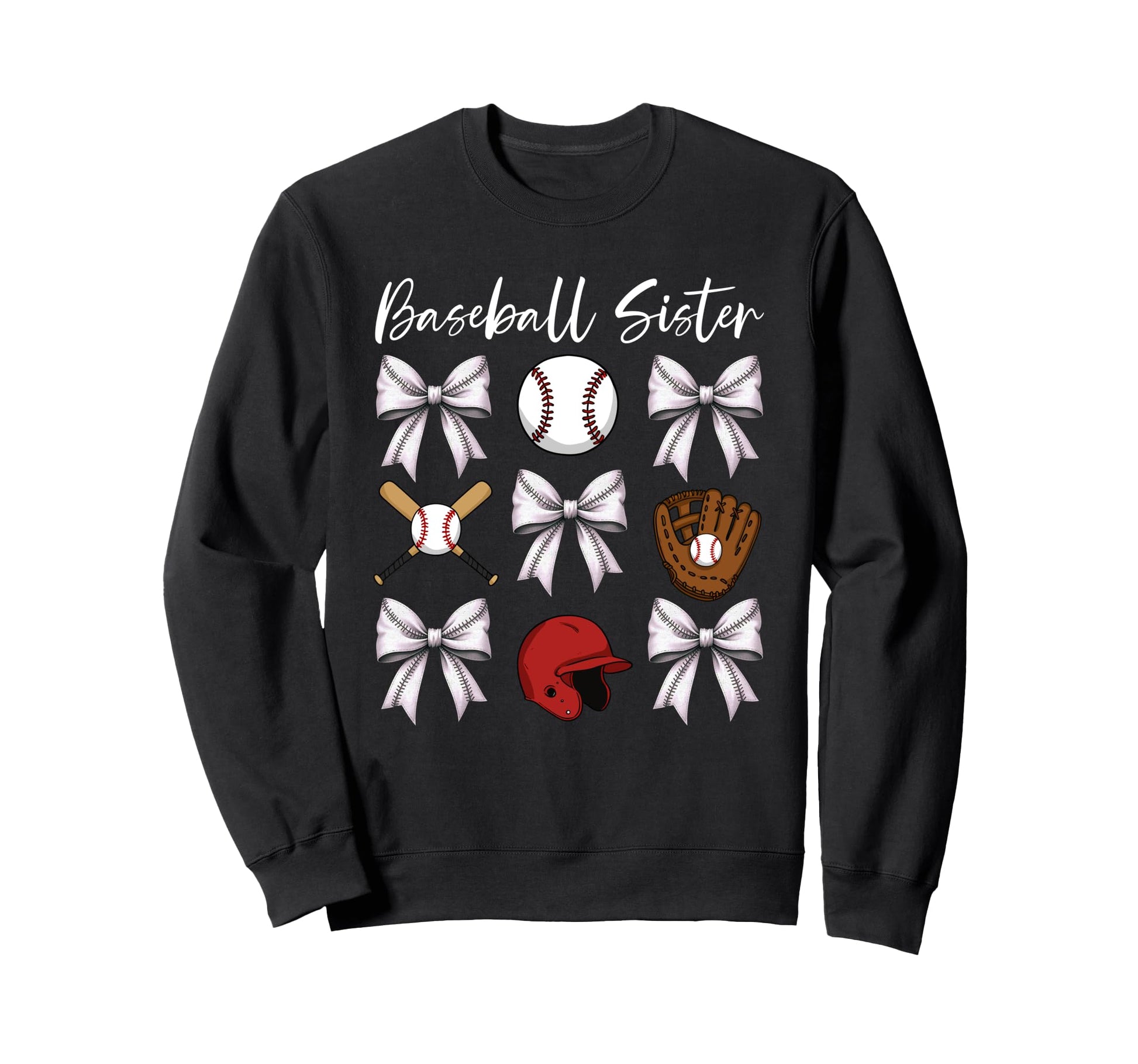 Baseball Sister Bows And Accessories Sweatshirt - Graphic Print for Adults - T-Shirt, Sweatshirt, Hoodie