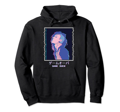 Game Over Anime Punk Emo Sad Vaporwave Hoodie - Custom Art Print Men Women - T-Shirt, Sweatshirt, Hoodie