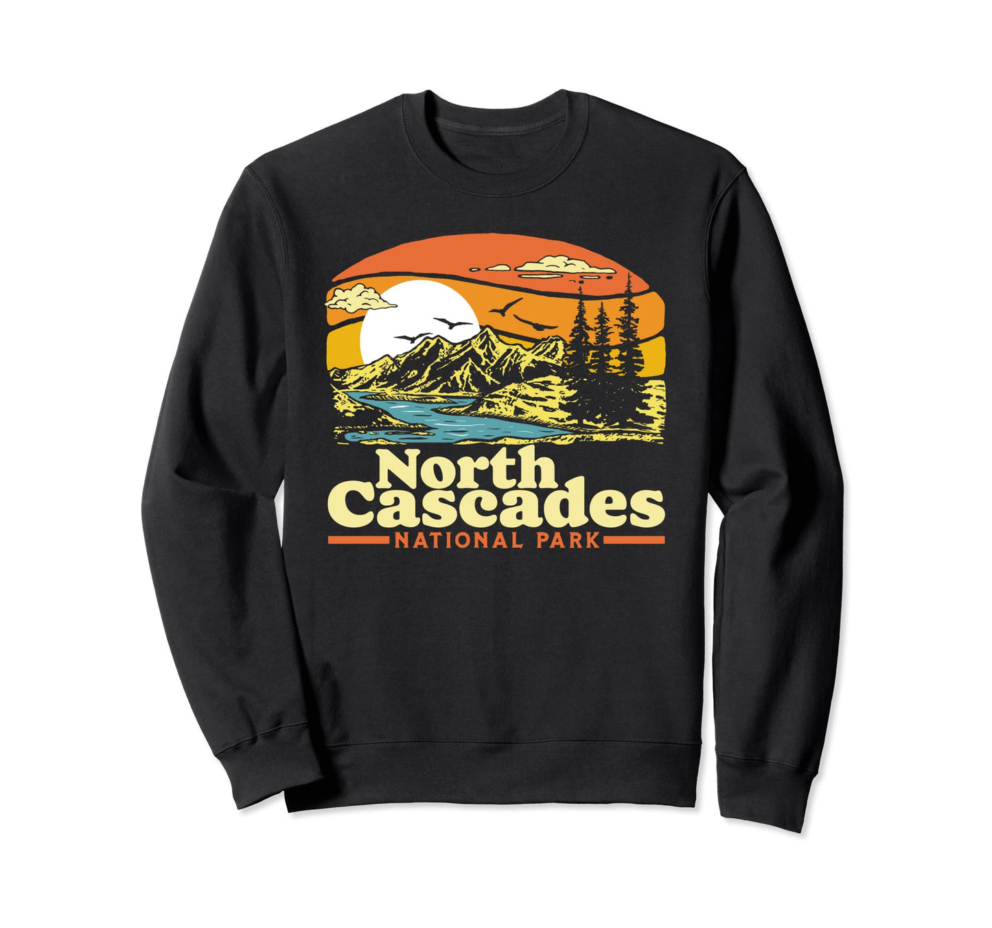 North Cascades National Park 80S Sweatshirt - Minimalist Print Unisex - T-Shirt, Sweatshirt, Hoodie