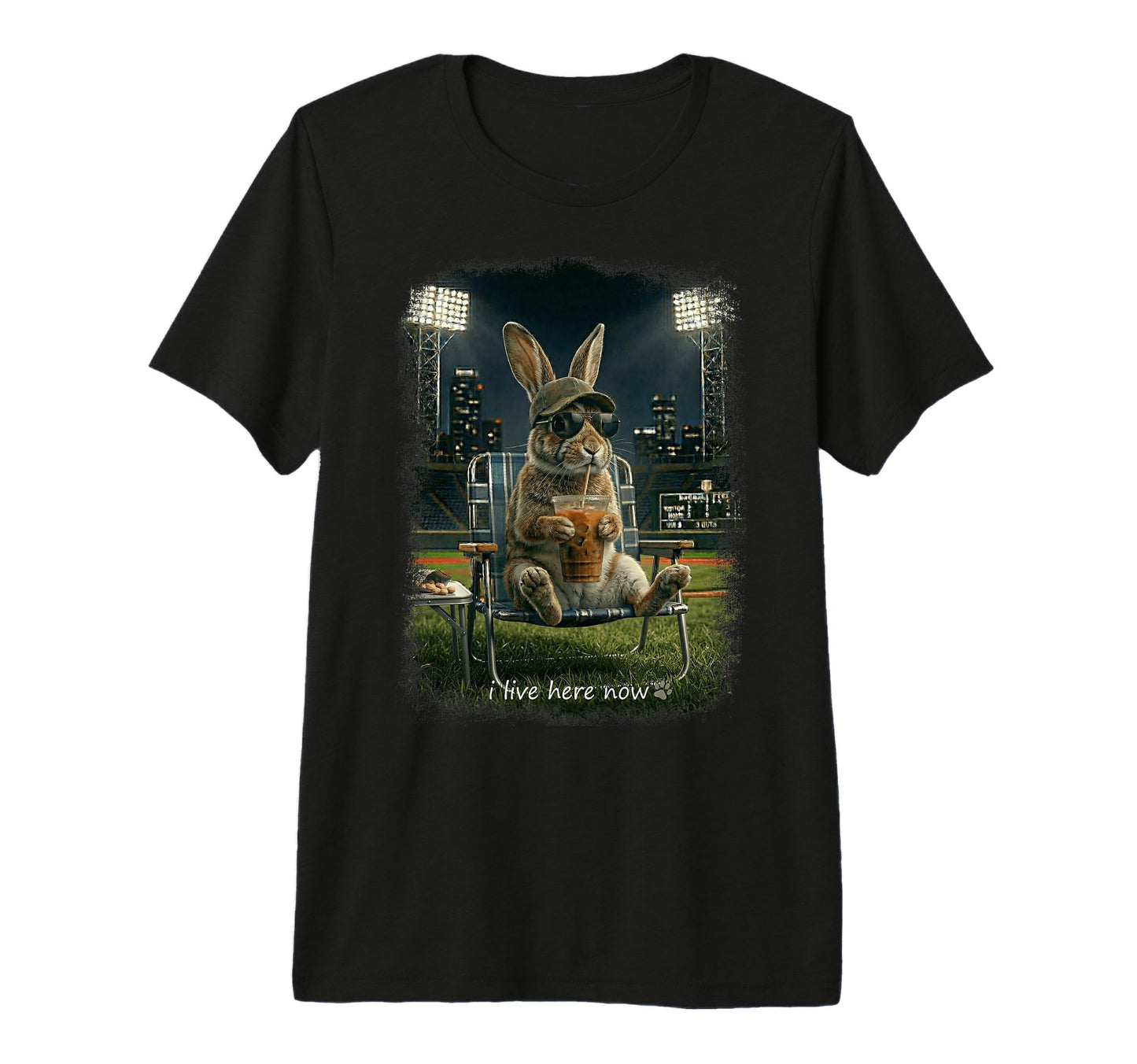 Funny Rabbit Ballfield Baseball Field T-Shirt - Minimalist Print Men Women - T-Shirt, Sweatshirt, Hoodie