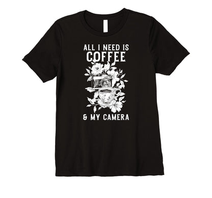 Womens Coffee Camera Photographer T-Shirt - Novelty Apparel Men Women - T-Shirt, Sweatshirt, Hoodie