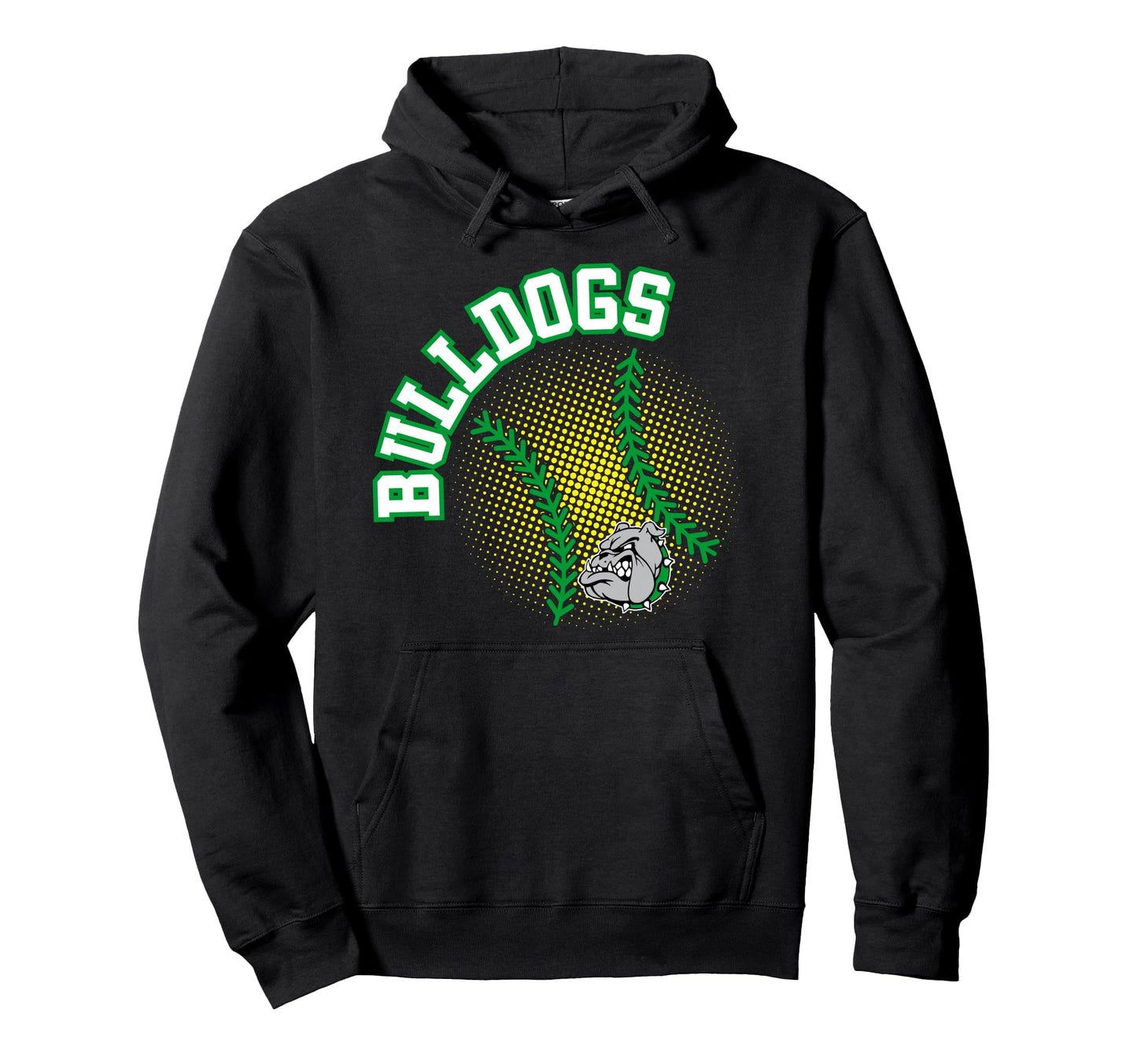 Bulldogs Softball Mom Game Day Green Hoodie - Unique Graphic for Adults - T-Shirt, Sweatshirt, Hoodie