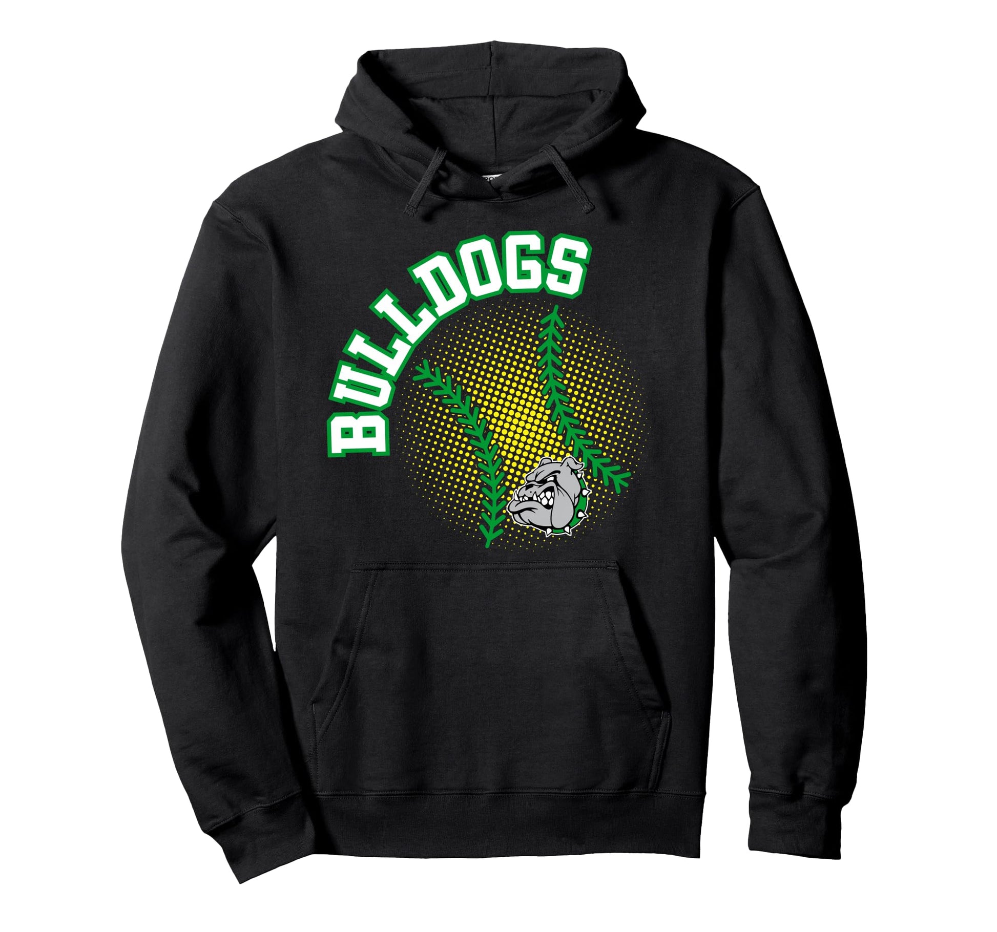 Bulldogs Softball Mom Game Day Green Hoodie - Unique Graphic for Adults - T-Shirt, Sweatshirt, Hoodie