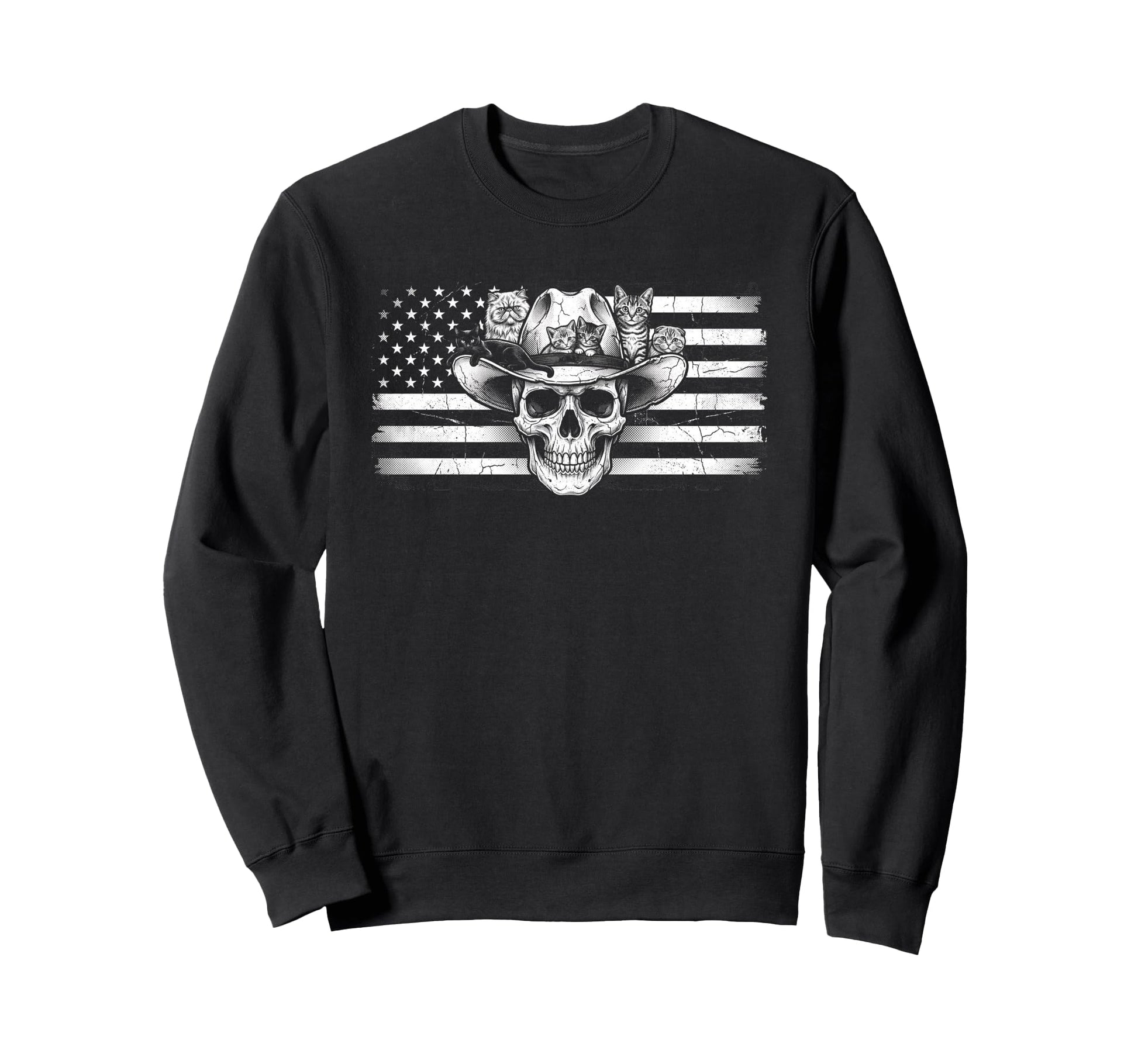 Skull Cat Skeleton Kitty Kitten Gothic Sweatshirt - Unique Graphic Unisex - T-Shirt, Sweatshirt, Hoodie