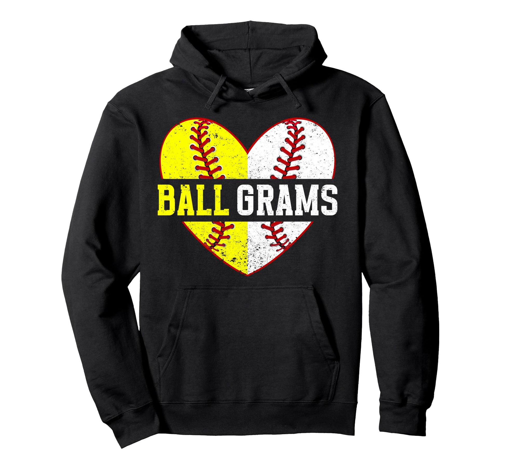 Ball Grams Heart Baseball Softball Grams Hoodie - Graphic Print Unisex - T-Shirt, Sweatshirt, Hoodie