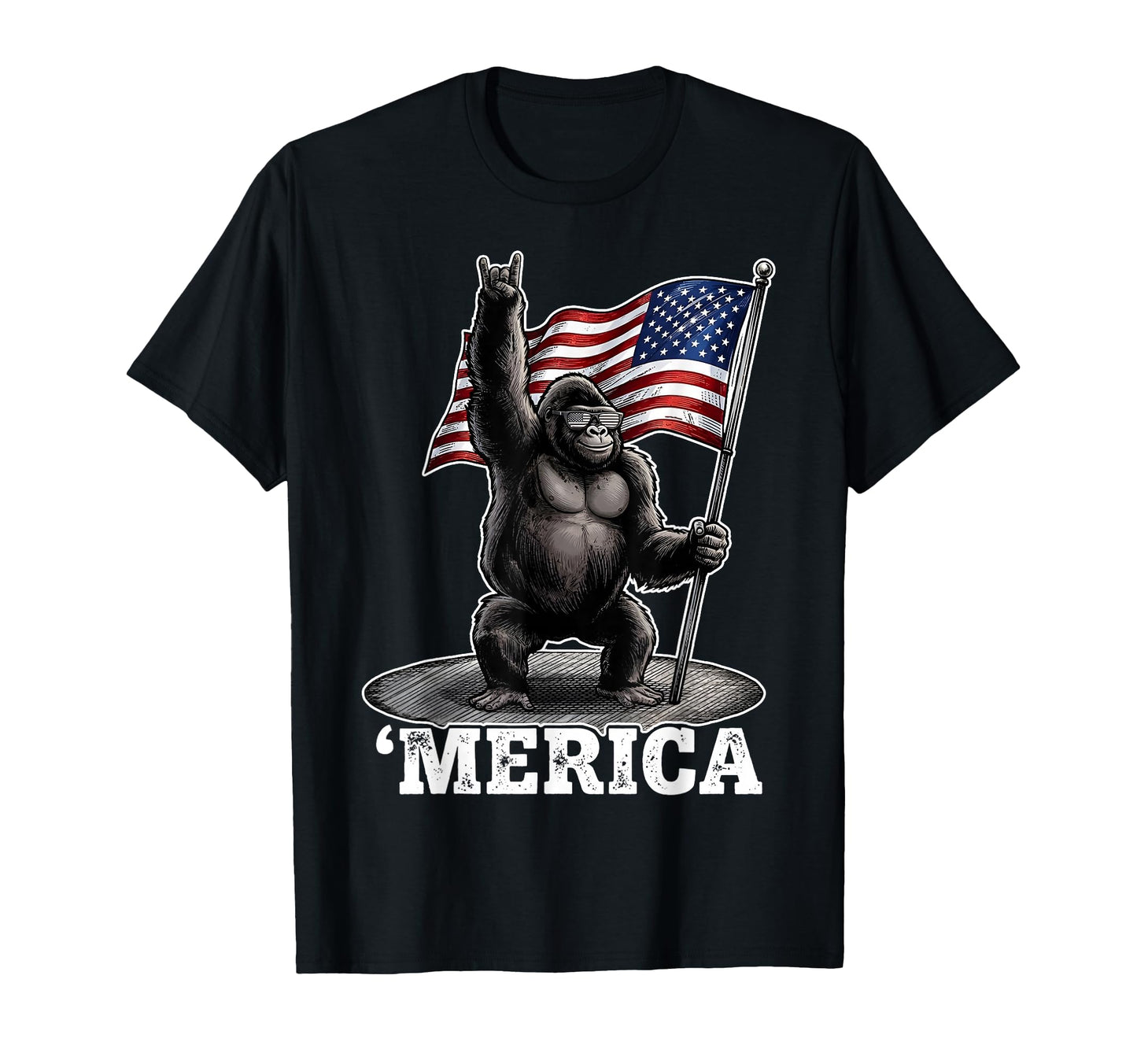 Gorilla Merica Rock American Flag T-Shirt - Streetwear Style Unisex - T-Shirt, Sweatshirt, Hoodie