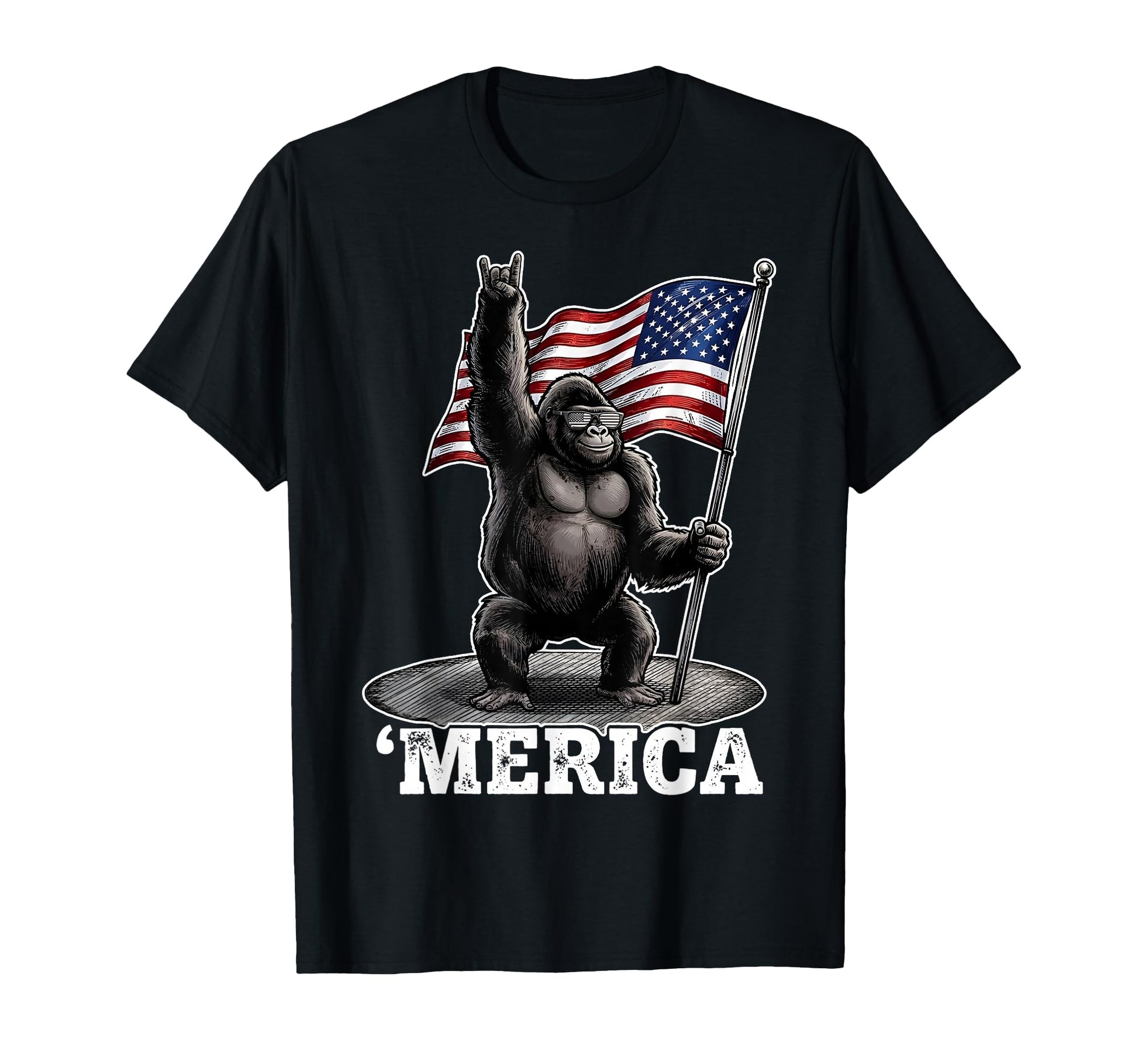 Gorilla Merica Rock American Flag T-Shirt - Streetwear Style Unisex - T-Shirt, Sweatshirt, Hoodie