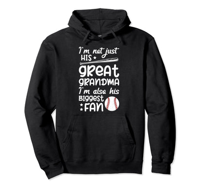 His Biggest Fan Baseball Great Grandma Hoodie - Unique Graphic Unisex - T-Shirt, Sweatshirt, Hoodie