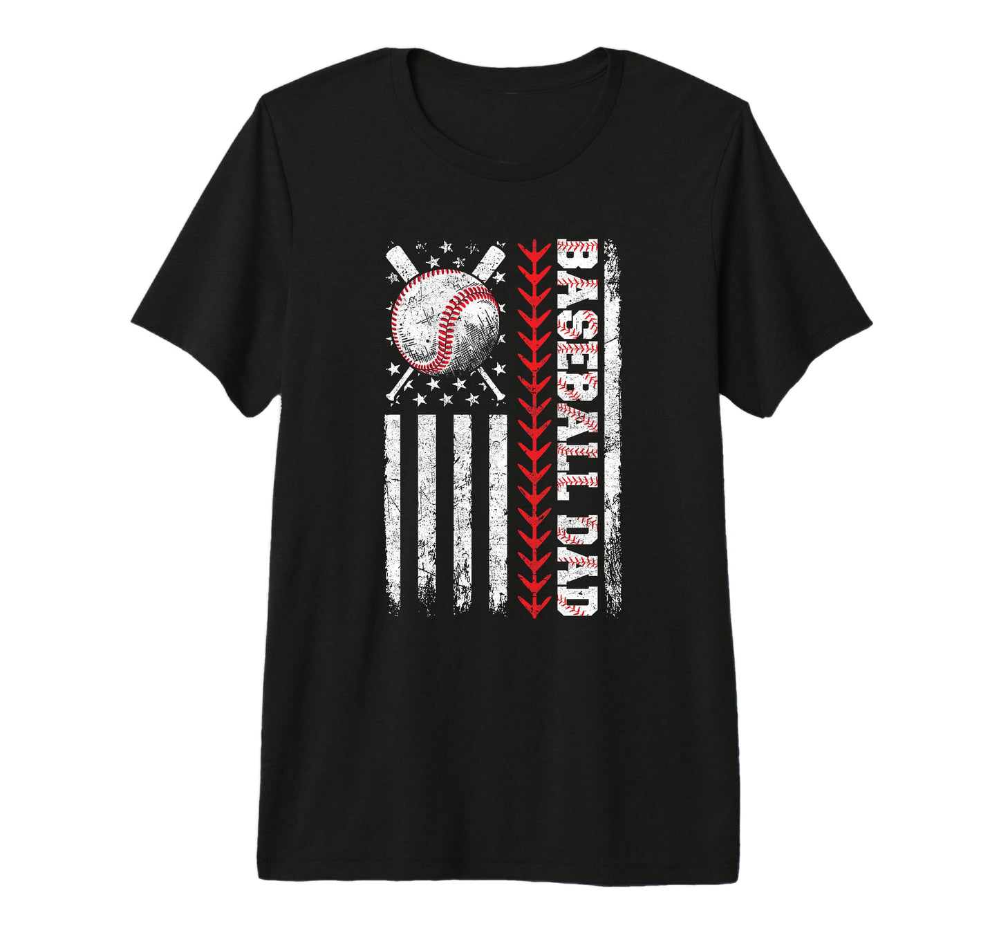 Baseball Dad American Flag Patriotic T-Shirt - Minimalist Print Men Women - T-Shirt, Sweatshirt, Hoodie
