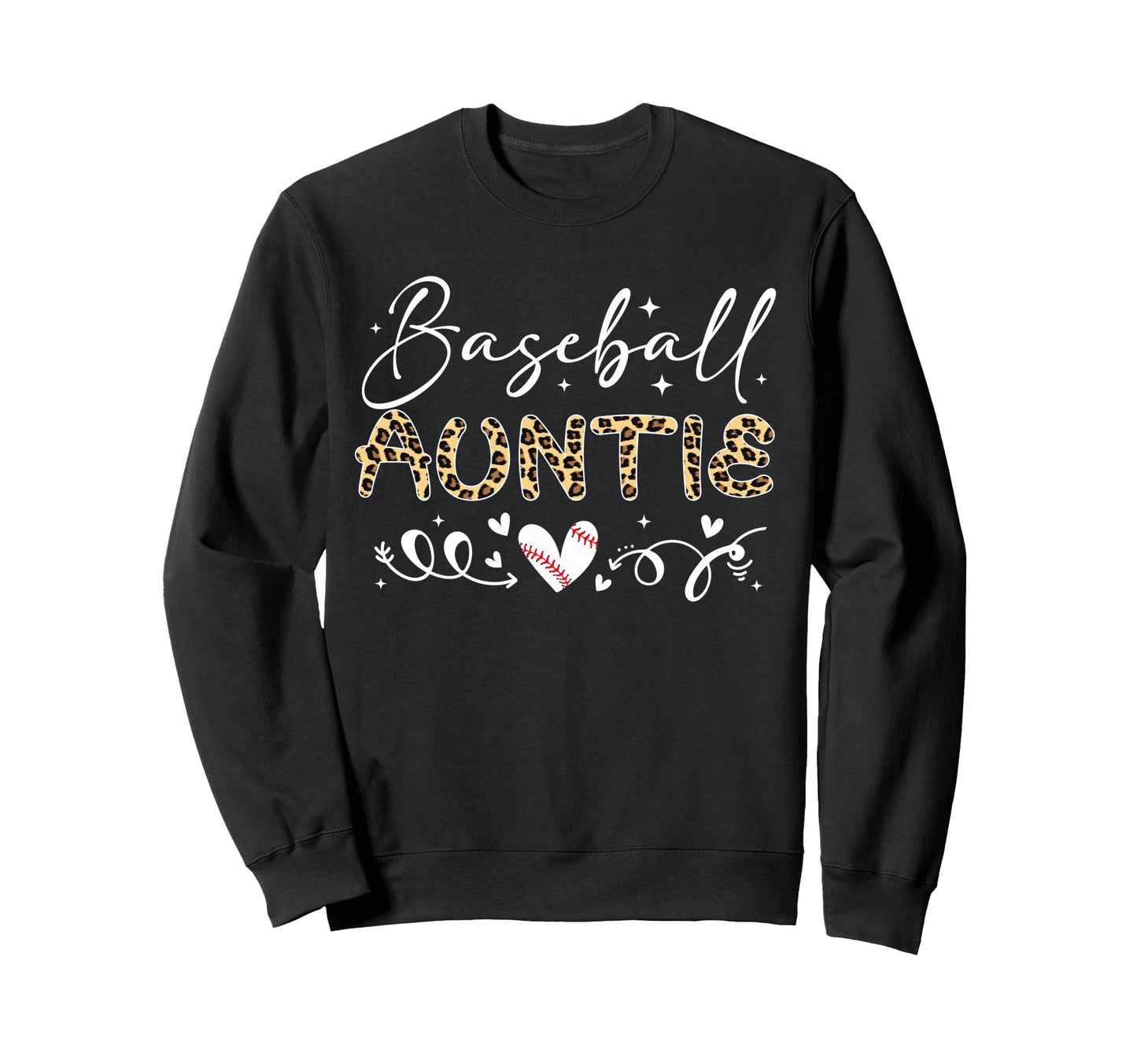 Baseball Auntie Leopard Baseball Sweatshirt - Minimalist Print Men Women - T-Shirt, Sweatshirt, Hoodie