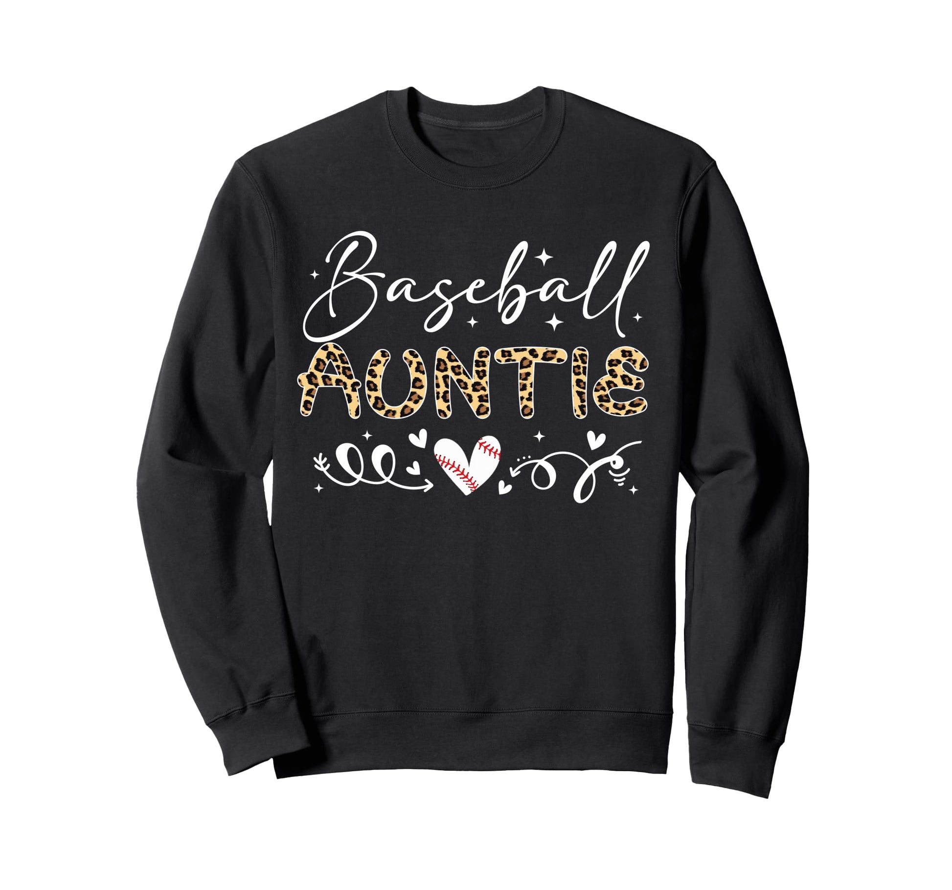 Baseball Auntie Leopard Baseball Sweatshirt - Minimalist Print Men Women - T-Shirt, Sweatshirt, Hoodie