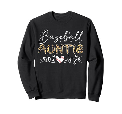 Baseball Auntie Leopard Baseball Sweatshirt - Minimalist Print Men Women - T-Shirt, Sweatshirt, Hoodie