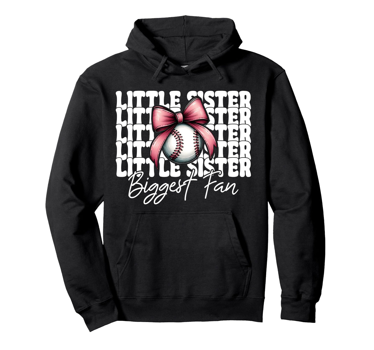 Baseball Sister Coquette Bow Little Hoodie - Fun Novelty Design for Adults - T-Shirt, Sweatshirt, Hoodie