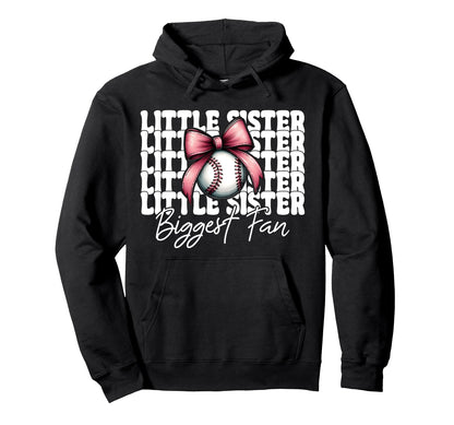Baseball Sister Coquette Bow Little Hoodie - Fun Novelty Design for Adults - T-Shirt, Sweatshirt, Hoodie