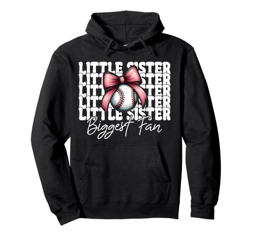 Baseball Sister Coquette Bow Little Hoodie - Fun Novelty Design for Adults - T-Shirt, Sweatshirt, Hoodie