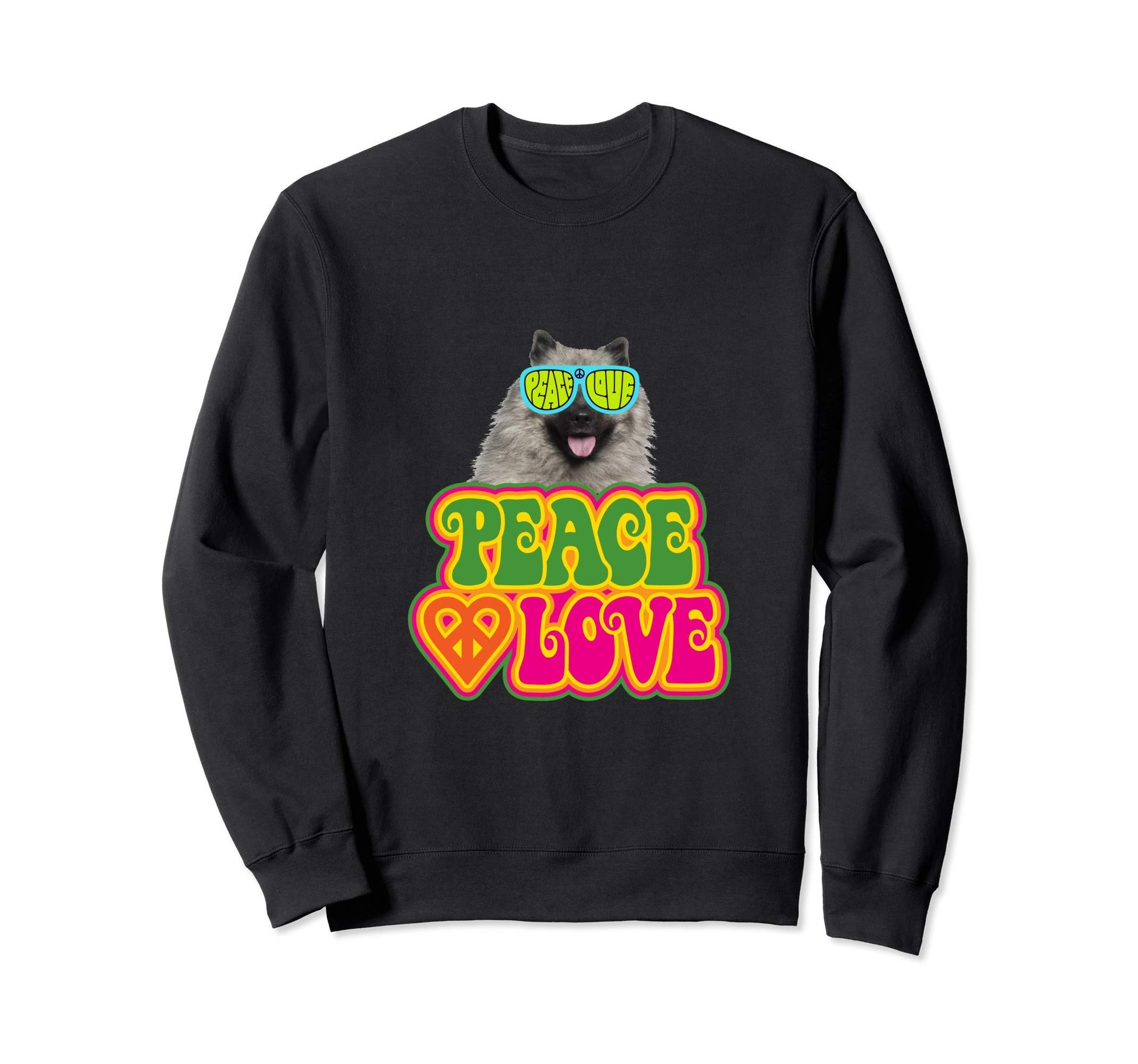 Peace Heart Love Dog Keeshonden Sweatshirt - Casual Everyday Wear Unisex - T-Shirt, Sweatshirt, Hoodie