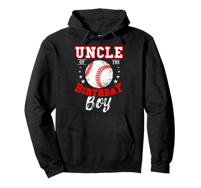 Uncle Birthday Baseball Theme Bday Hoodie - Unique Graphic Unisex - T-Shirt, Sweatshirt, Hoodie