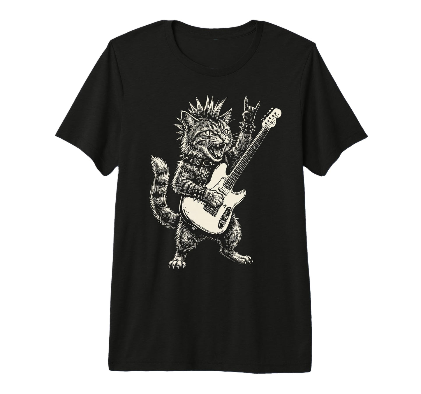 Funny Cat Playing Guitar Rock And Roll T-Shirt - Novelty Apparel Men Women - T-Shirt, Sweatshirt, Hoodie
