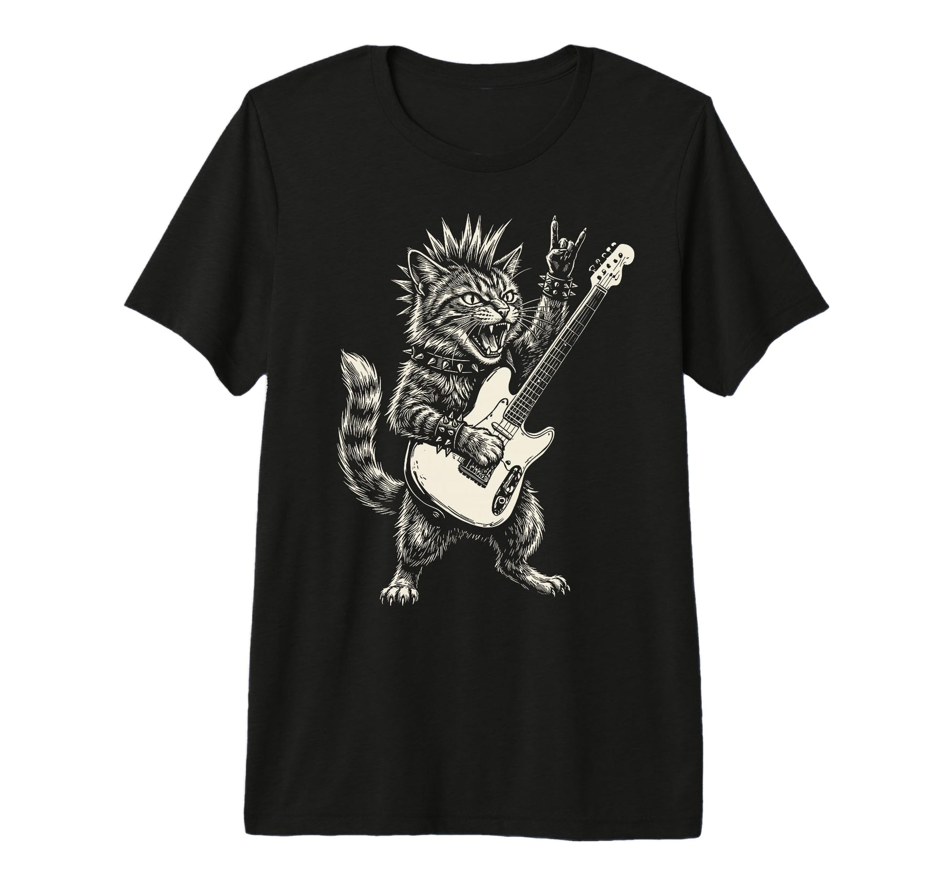 Funny Cat Playing Guitar Rock And Roll T-Shirt - Novelty Apparel Men Women - T-Shirt, Sweatshirt, Hoodie