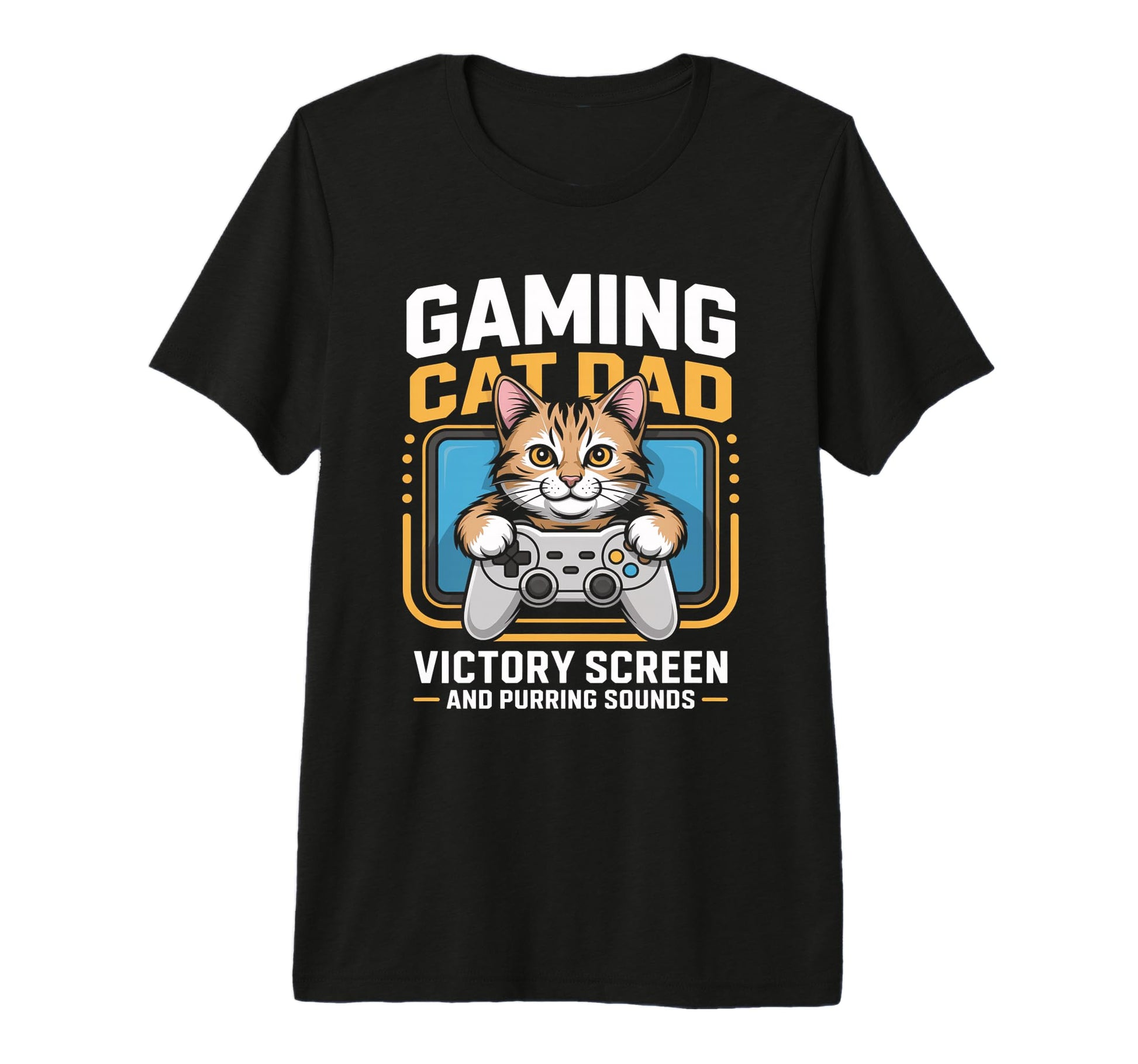 Gaming Cat Dad Victory Screen T-Shirt - Casual Everyday Wear for Adults - T-Shirt, Sweatshirt, Hoodie