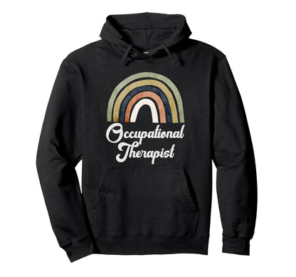 Boho Rainbow Occupational Therapist Hoodie - Unique Graphic Men Women - T-Shirt, Sweatshirt, Hoodie