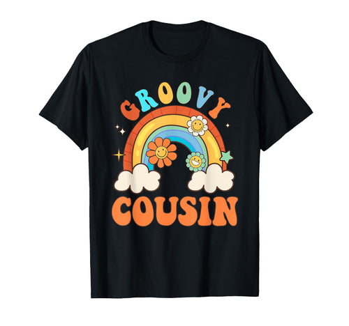 Groovy Cousin Flower Rainbow Matching T-Shirt - Aesthetic Graphic Unisex - T-Shirt, Sweatshirt, Hoodie