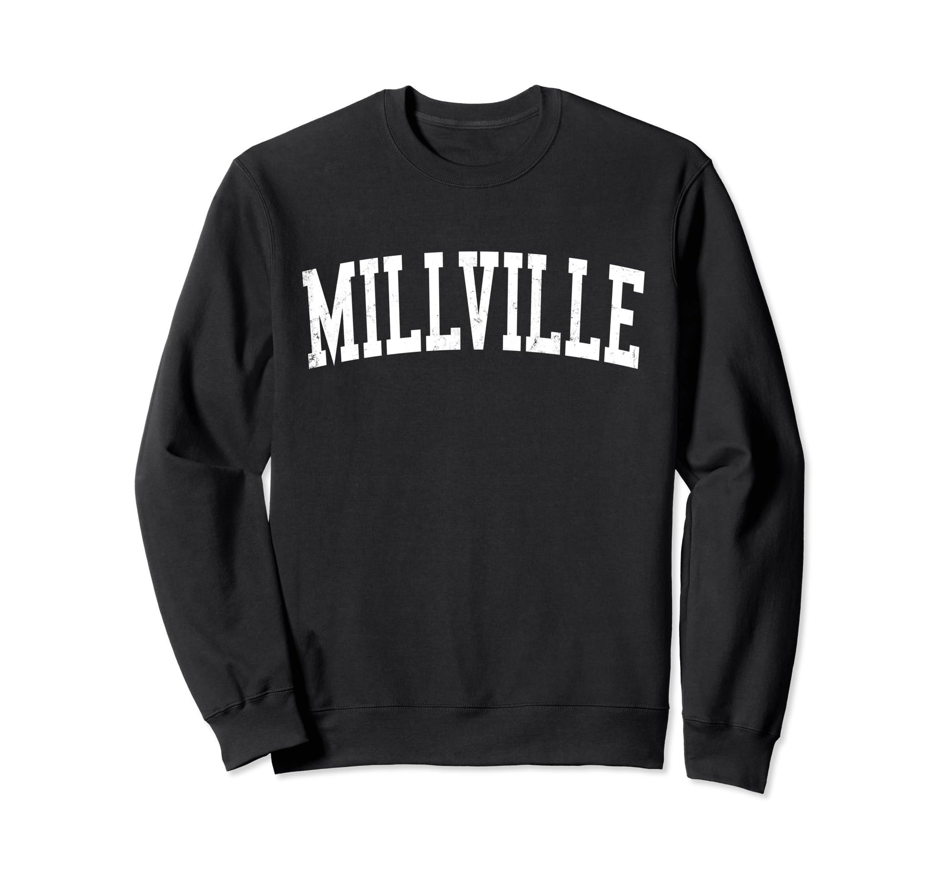 Millville Nj Distressed White Varsity Sweatshirt - Graphic Print Unisex - T-Shirt, Sweatshirt, Hoodie