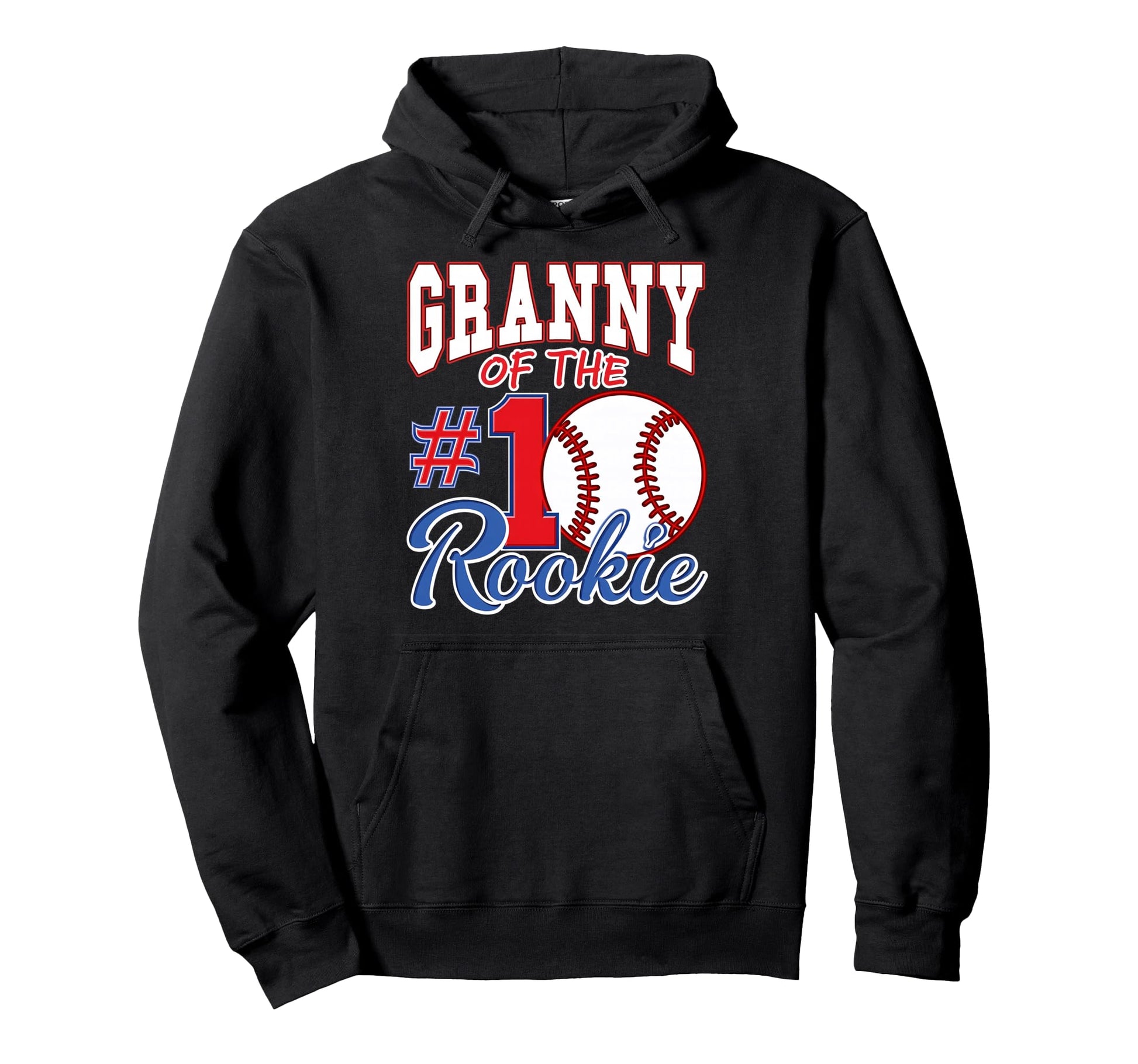Grandma Granny Number 1 Rookie Baseball Hoodie - Novelty Apparel for Adults - T-Shirt, Sweatshirt, Hoodie