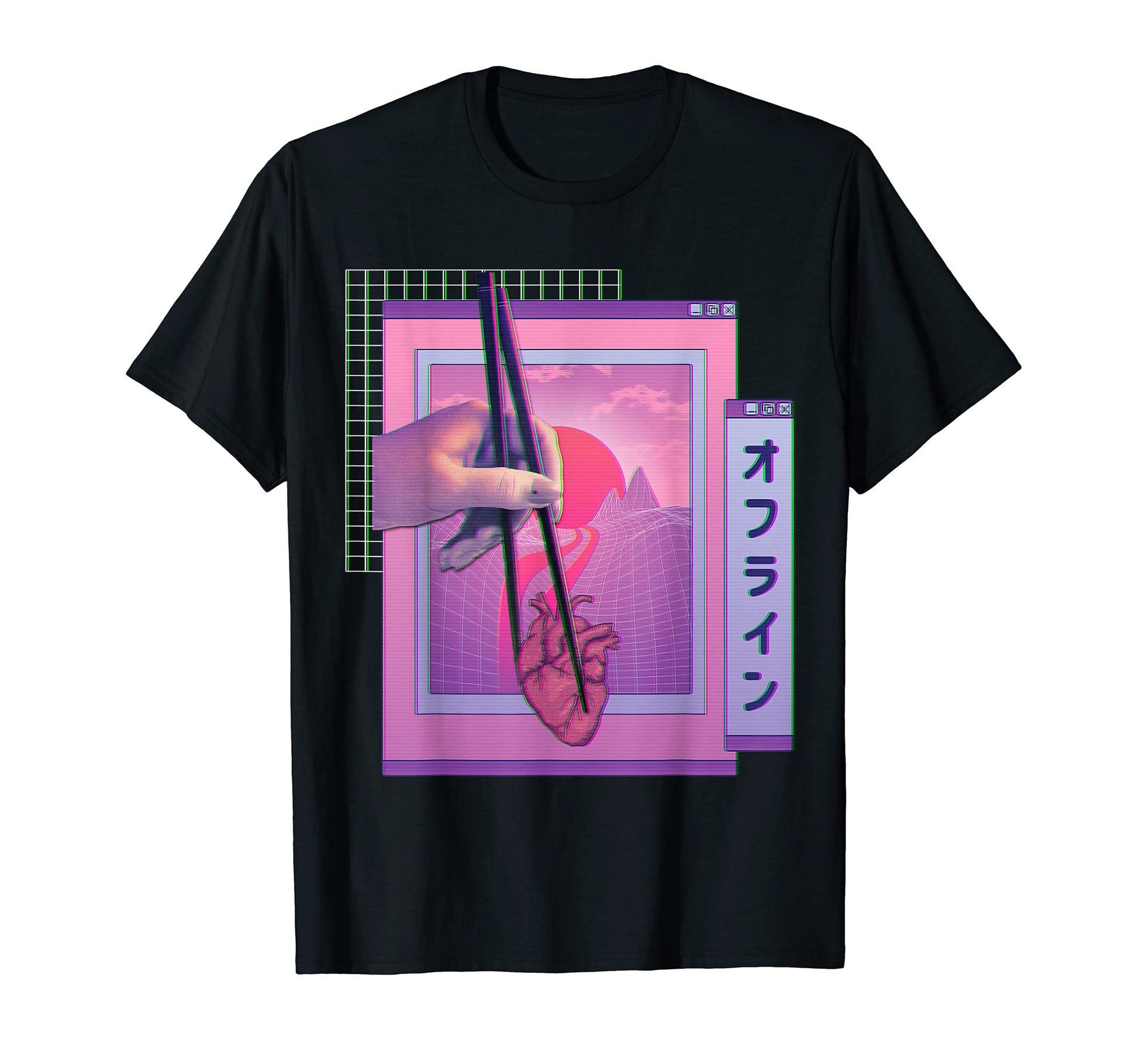 Japanese Offline Vaporwave Aesthetic T-Shirt - Unique Graphic for Adults - T-Shirt, Sweatshirt, Hoodie