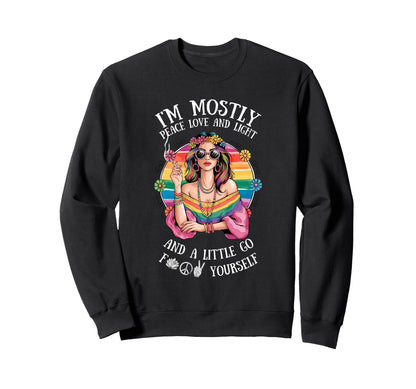 Peace Love Light Funny Rainbow Sweatshirt - Trendy Graphic Men Women - T-Shirt, Sweatshirt, Hoodie