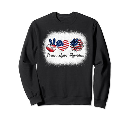 Peace Love America Peace Sign Love Sweatshirt - Novelty Apparel Unisex - T-Shirt, Sweatshirt, Hoodie