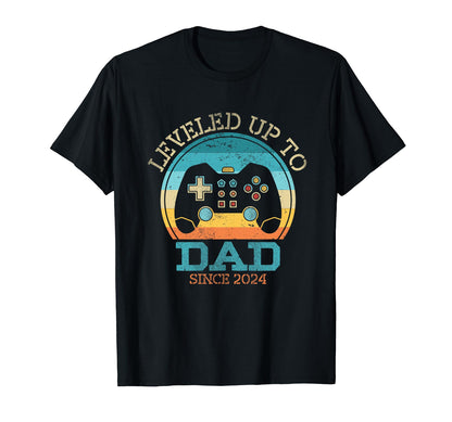 Leveled Up To Dad Since 2024 Fathers T-Shirt - Aesthetic Graphic Unisex - T-Shirt, Sweatshirt, Hoodie