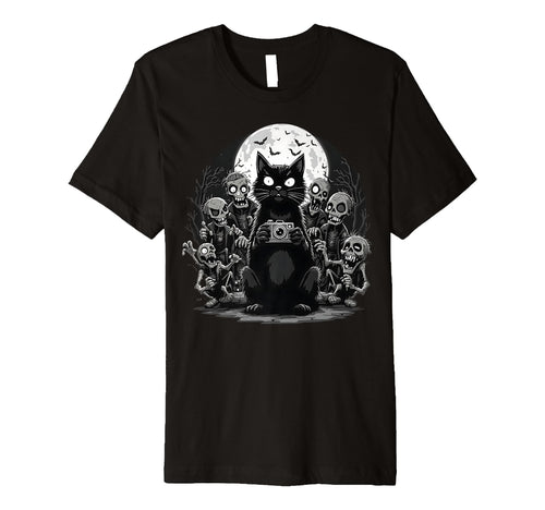 Halloween Cat Zombie Camera Spooky T-Shirt - Custom Art Print Men Women - T-Shirt, Sweatshirt, Hoodie