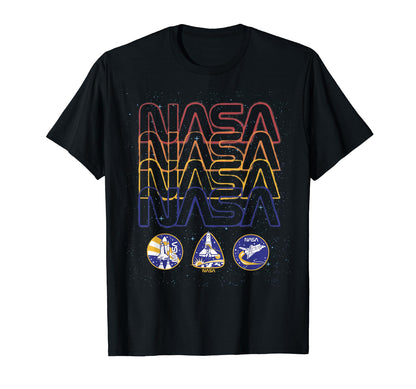 Nasa Starry Rainbow Repeat Badges T-Shirt - Fun Novelty Design Men Women - T-Shirt, Sweatshirt, Hoodie