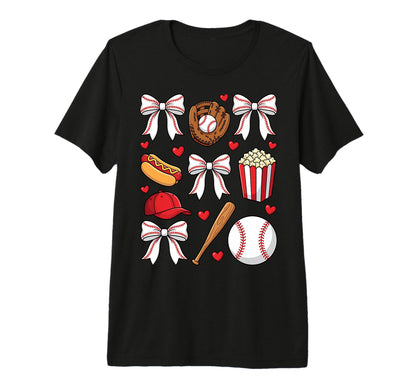 Baseball Coquette Bow Mom Mama Tri T-Shirt - Unique Graphic for Adults - T-Shirt, Sweatshirt, Hoodie