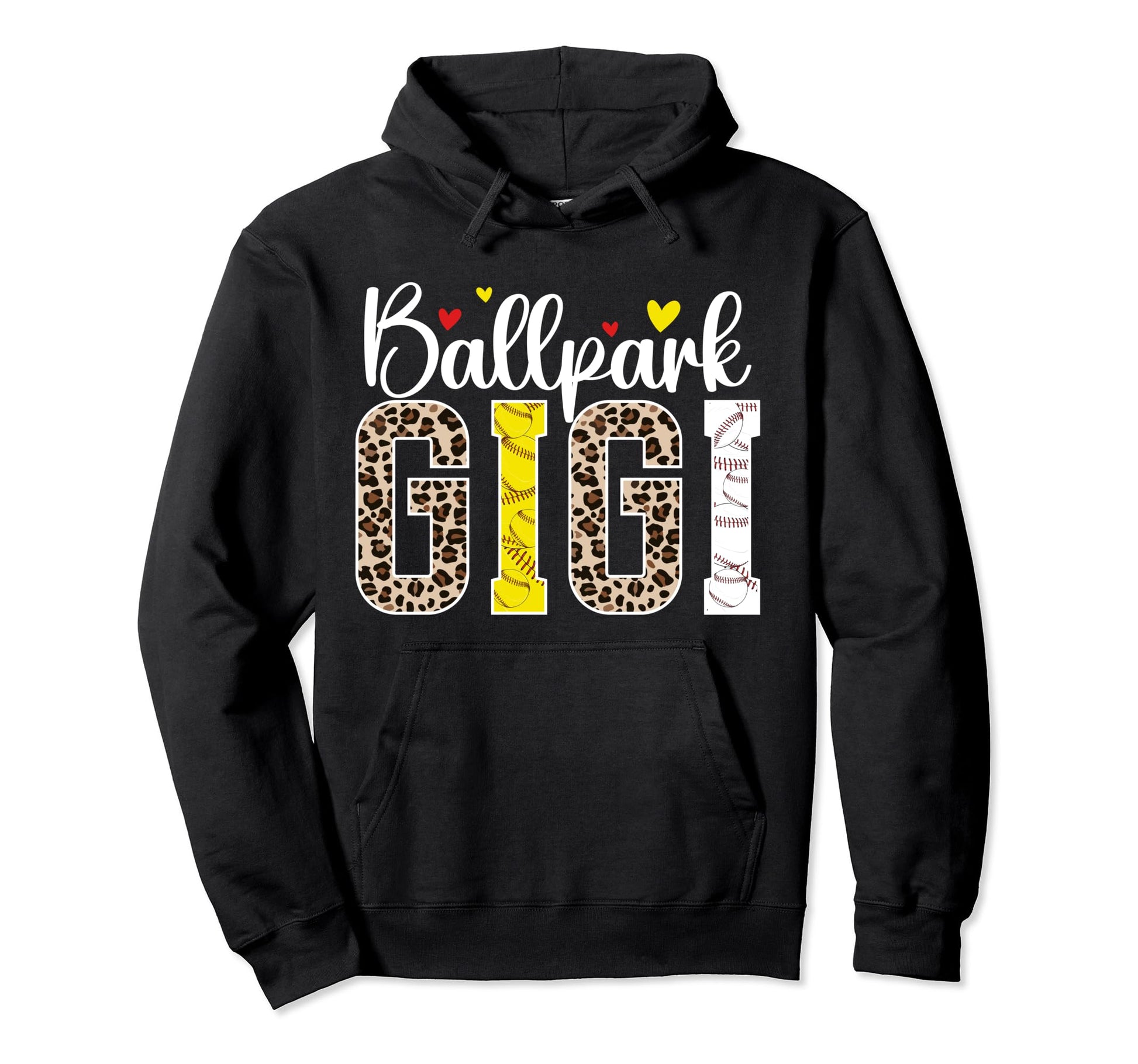 Ballpark Gigi Leopard Baseball Softball Hoodie - Trendy Graphic Unisex - T-Shirt, Sweatshirt, Hoodie