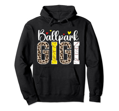 Ballpark Gigi Leopard Baseball Softball Hoodie - Trendy Graphic Unisex - T-Shirt, Sweatshirt, Hoodie